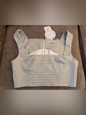 NWT Toby Heart Ginger Polka Dot Cotton Twill Corset Style Top, Sage Green, Med